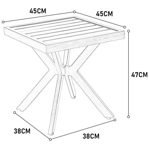 Tavolino Quadrato In Alluminio Per Patio, Cortile, Piscina, Compagno Interno, Facile Manutenzione E Resistente Agli Agenti Atmosferici, Grigio Scuro - Foto 4