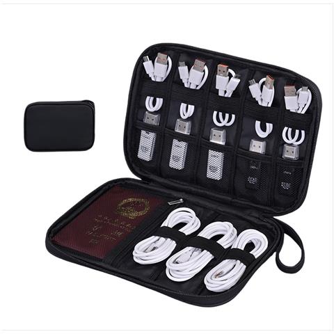 Custodia Portatile Per Archiviazione Digitale - Organizzatore Universale Per Accessori Compatibile Con Cavi, Unità Usb, Caricabatterie E Documenti Black - Foto 1