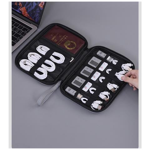 Custodia Portatile Per Archiviazione Digitale - Organizzatore Universale Per Accessori Compatibile Con Cavi, Unità Usb, Caricabatterie E Documenti Black - Foto 2