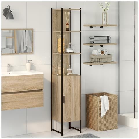 Cabinet da bagno  Rovere Sonoma 33x33x185,5 cm Legno ingegnerizzato - Foto 2