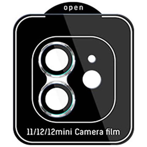 Protezione Obiettivo Fotocamera Per Iphone 11 / 12 / 12 Mini Vetro Temperato 9h, Nero Transparente - Foto 2