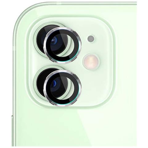 Protezione Obiettivo Fotocamera Per Iphone 11 / 12 / 12 Mini Vetro Temperato 9h, Nero Transparente - Foto 1