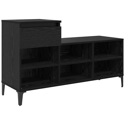 Mobile per scarpe con cassetto Rovere nero 102 x 36 x 60 cm - Foto 1