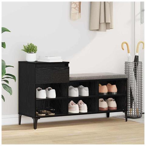 Mobile per scarpe con cassetto Rovere nero 102 x 36 x 60 cm - Foto 2