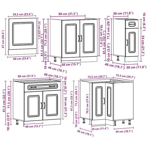 Set Mobili da Cucina 11 pz Kalmar Rovere Fumo Legno Multistrato - Foto 9
