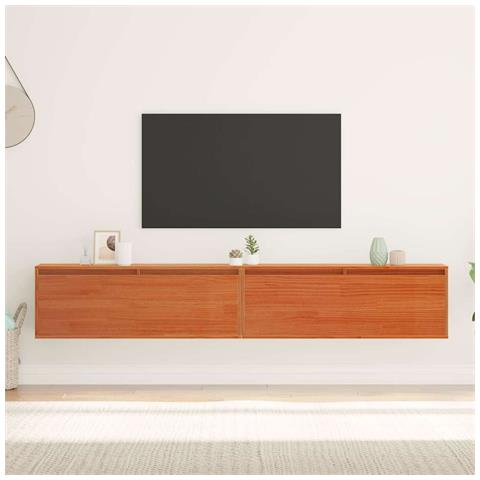 Armadi da Parete con porta 2 pcs Cera marrone 100 x 30 x 35 cm - Foto 2