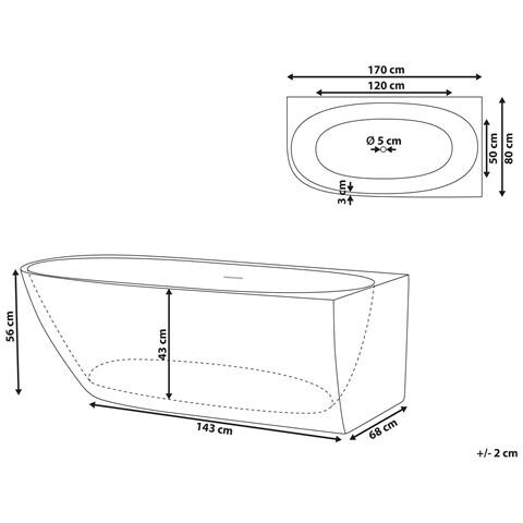 Vasca Da Bagno Angolare Parnaiba Lato Sinistro 170 X 80 Cm Bianco - Foto 7