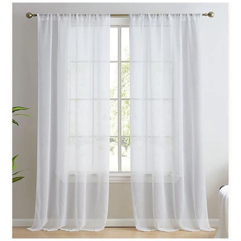 Tende Voile Bianche Trasparenti Con Tasca Per Bastone Per Soggiorno E Camera Da Letto S - Foto 1