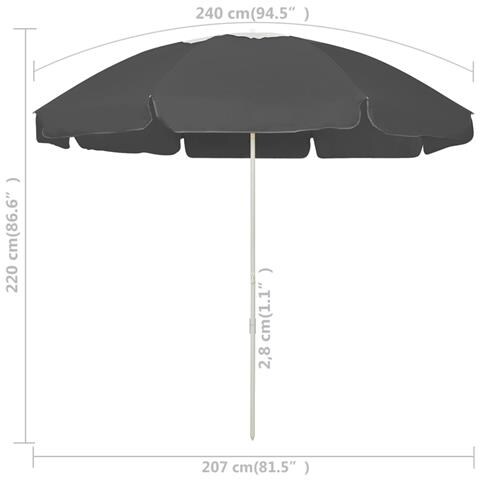 Lusso Casadino -  Ombrellone Da Spiaggia Antracite 240 Cm - Foto 6