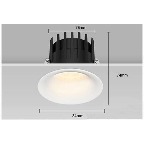 Confezione Da 2 Faretti Da Incasso Led 12w, Foro 75mm, 4000k, Antiriflesso - Foto 2
