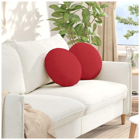 Cuscini per Seduta 2 pcs Rosso Ø40 x 13 cm Tessuto - Foto 2