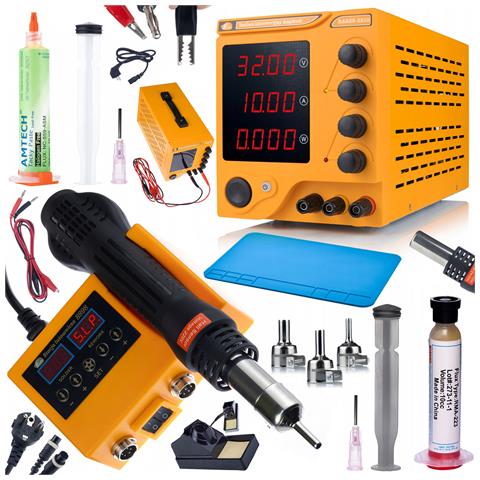 Zasilatore Da Laboratorio Amprush Rares-3210 32v 10a + Stazione Saldante 2in1 Orange Husky Oh660 + Flux Rma-223 E Nc-559-asm + Tappetino Silicone 200x300mm - Foto 1
