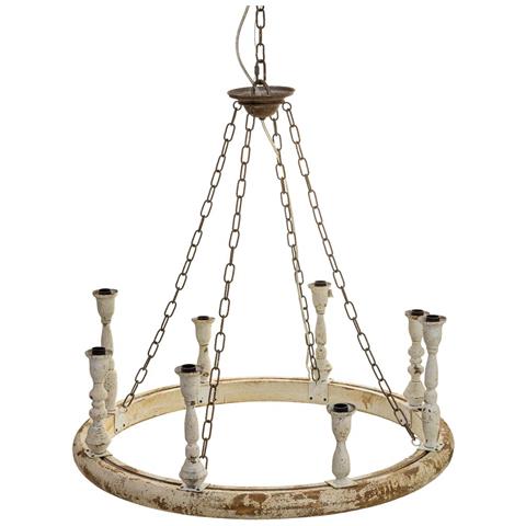 Lampada Da Soffitto In Legno E Metallo Con Finitura Invecchiata - Foto 2