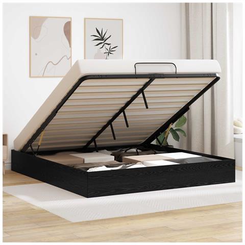 Letto ottomano Rovere Nero 193 x 120 x 25 cm Truciolare - Foto 2