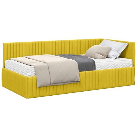 Struttura Letto Angolare con Materasso 2 pcs Giallo Velluto - Foto 1