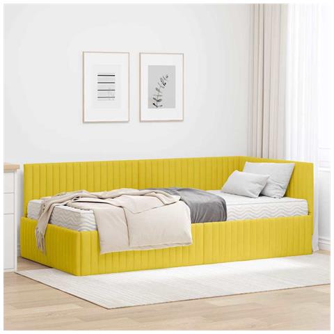 Struttura Letto Angolare con Materasso 2 pcs Giallo Velluto - Foto 2