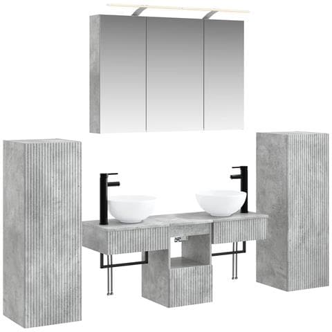 Set di mobili per il bagno 6 pcs Grigio Cemento - Foto 1