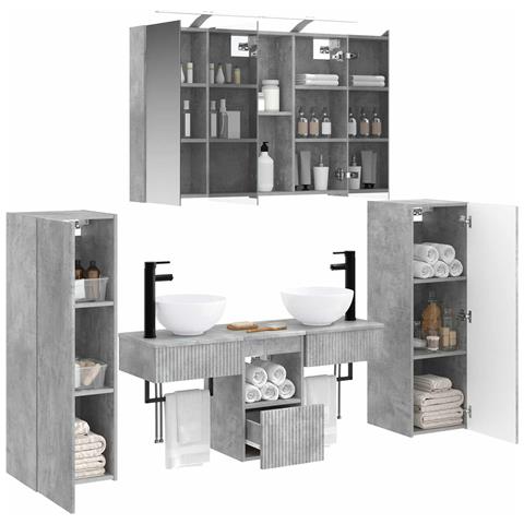 Set di mobili per il bagno 6 pcs Grigio Cemento - Foto 2