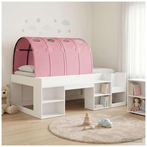 Letto con Tunnel 3 pcs Bianco e Rosa Legno multistrato - Foto 2