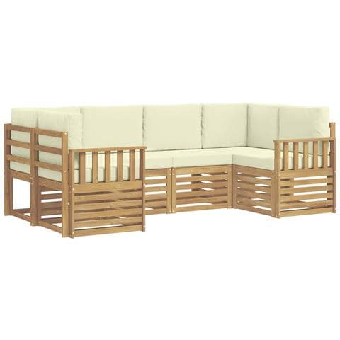 Set di divani da esterno 5 pcs Bianco e Crema - Foto 1