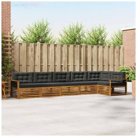 Set di divani da esterno con cuscino 6 pcs Naturale e Antracite - Foto 2