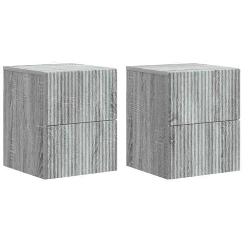 Mobiletto da notte a muro 2 pcs Grigio Sonoma 33 x 34,5 x 40 cm - Foto 1
