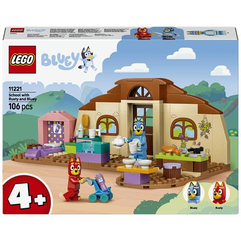 Bluey 11221 A Scuola con Rusty e Bluey, Giochi Didattici con 2 Minifigure, Accessori, Cibo Giocattolo, Regalo Bambini 4+ - Foto 1