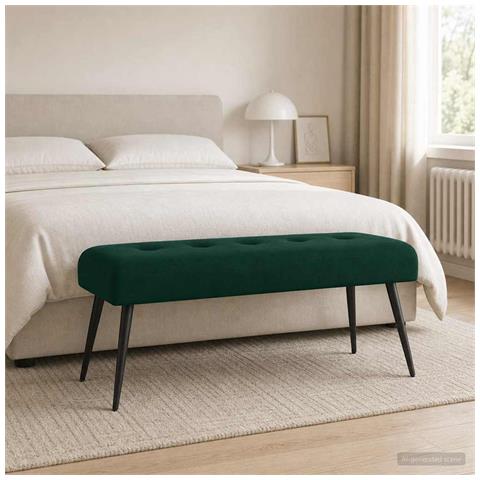 Panchina con bottoni imbottiti Verde Scuro 110 x 40 x 46 cm - Foto 2
