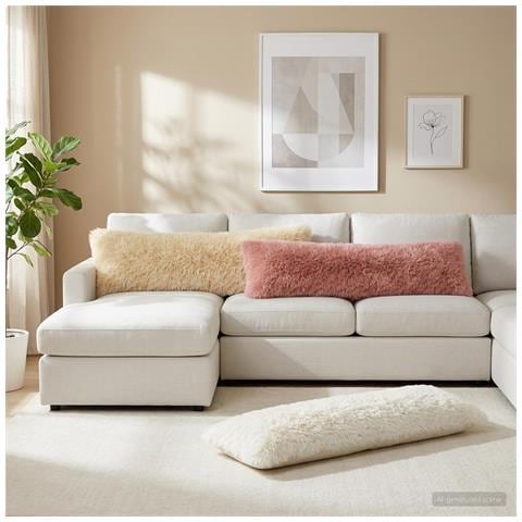 Cuscino con cuscino HEERLEN Bianco 40 x 145 cm Fleece PV - Foto 2