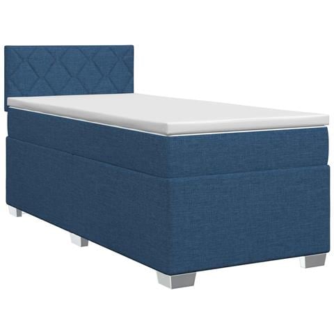 Letto box spring con materasso Blu 90 x 200 cm Tessuto - Foto 1