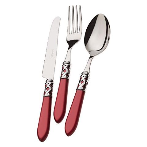 Posate Aladdin, Set 24 Pz. Scatola Compact - Bordeaux Seta Cromata - Foto 1