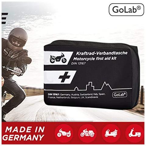 Set Moto Pronto Soccorso Piccolo E Compatto Il Sacchetto Di Primo Soccorso Secondo La Norma Din 13167 Con Alta Maglia Di Visibilit Adatto A Tutti I Paesi Europei (austria Svizzera Italia Germania Ecc)  - Foto 4