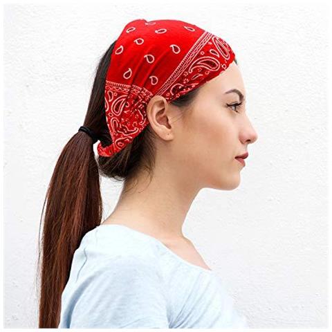 6 Pezzi Paisley Bandana Fascia Per Le Donne Con Elastico Yoga Archetto Regolabile Turbante Headwrap - Foto 2