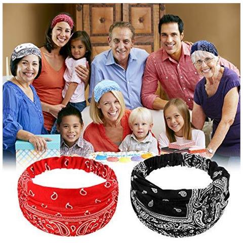 6 Pezzi Paisley Bandana Fascia Per Le Donne Con Elastico Yoga Archetto Regolabile Turbante Headwrap - Foto 4