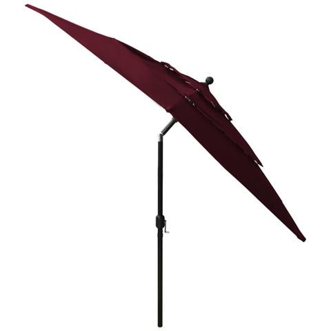 Ombrellone a 3 Livelli Palo in Alluminio Rosso Bordò 2,5x2,5 m - Foto 2