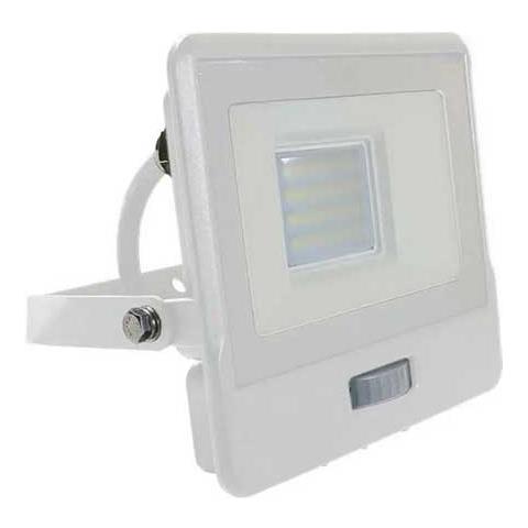 V-tac Vt-128s-1 Faro Led 20w Chip Samsung Con Sensore Di Movimento Pir E Crepuscolare Bianco Caldo 3000k Slim Alluminio Bianco Ip65 - Sku 20295 - Foto 1