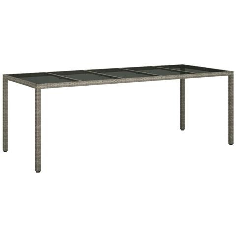 Tavolo Giardino Grigio 250x100x75cm Vetro Temperato Polyrattan - Foto 1