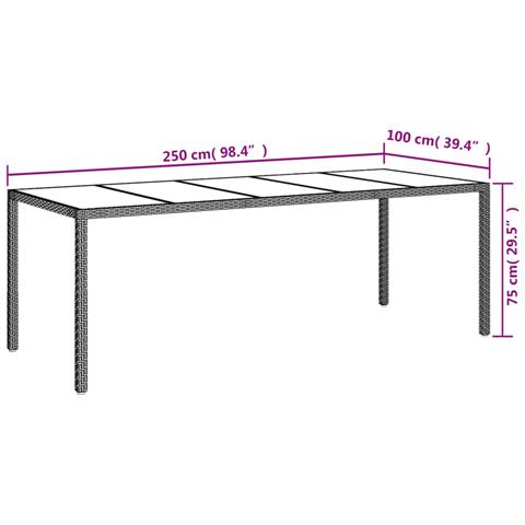 Tavolo Giardino Grigio 250x100x75cm Vetro Temperato Polyrattan - Foto 5