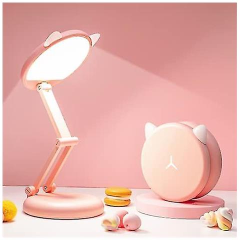 Simpatica Lampada da Scrivania, Piccola Lampada da Tavolo Simpatica Luce Notturna per Bambini Lampada da Scrivania a LED con Luce da Scrivania Ricaricabile USB con Portapenne Lampada Carina per(Rosa