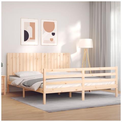 Giroletto con Testiera Super King Size in Legno Massello - Foto 1