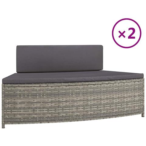Panche Per Spa Con Cuscini 2 Pz In Polyrattan Grigio - Foto 1