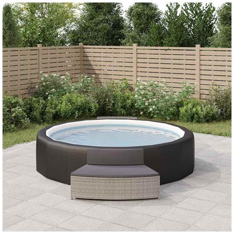 Panche Per Spa Con Cuscini 2 Pz In Polyrattan Grigio - Foto 2