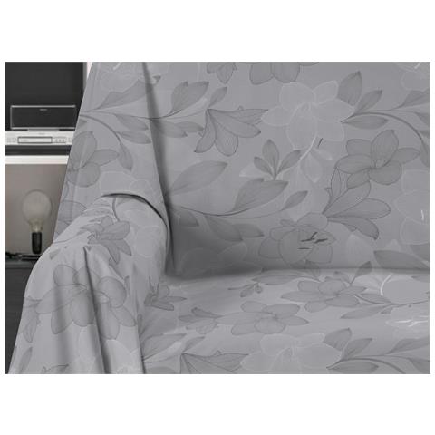 Telo Arredo Granfoulard Copritutto Salvadivano 100% Cotone Disegno Lily Matrimoniale Grigio - Foto 2