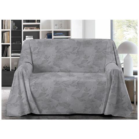 Telo Arredo Granfoulard Copritutto Salvadivano 100% Cotone Disegno Lily Matrimoniale Grigio - Foto 1