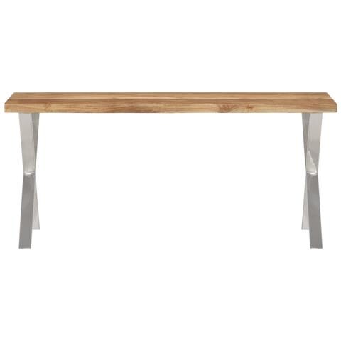 Panca Con Bordi Vivi 105 Cm In Legno Massello Di Acacia - Foto 2