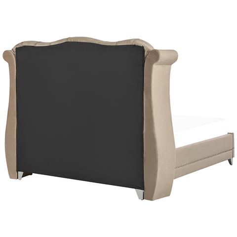 Letto Con Rete A Doghe Velluto Tortora 180 X 200 Cm Ayette - Foto 2