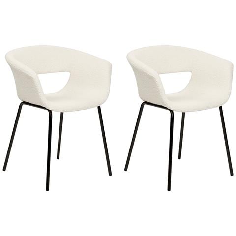 Set Di 2 Sedie Da Pranzo Bouclé Bianco Sporco Elma - Foto 2