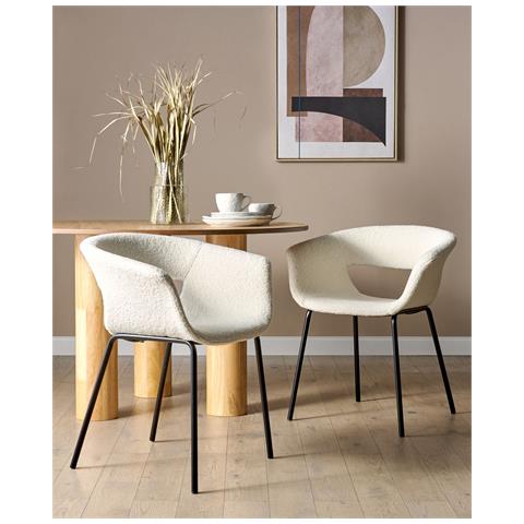 Set Di 2 Sedie Da Pranzo Bouclé Bianco Sporco Elma - Foto 1
