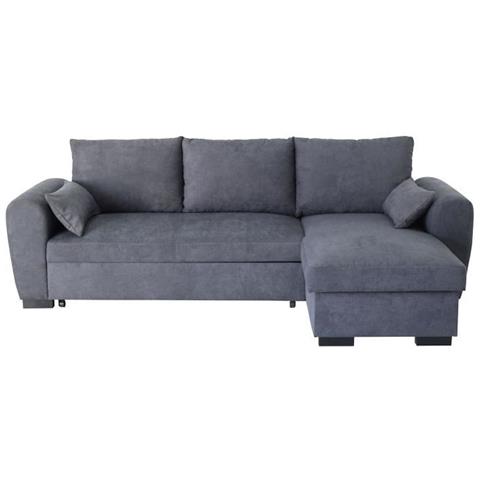 Divano Angolare Trasformabile Reversibile Max - Chaise Longue Con Cassapanca - Tessuto Grigio Scuro - 240 X 143 X 85 Cm - Foto 1