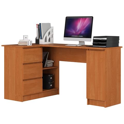 Scrivania ad angolo B20 sinistro, 1 anta e 3 cassetti, 155x85x77 cm, Colore Ontano - Foto 1